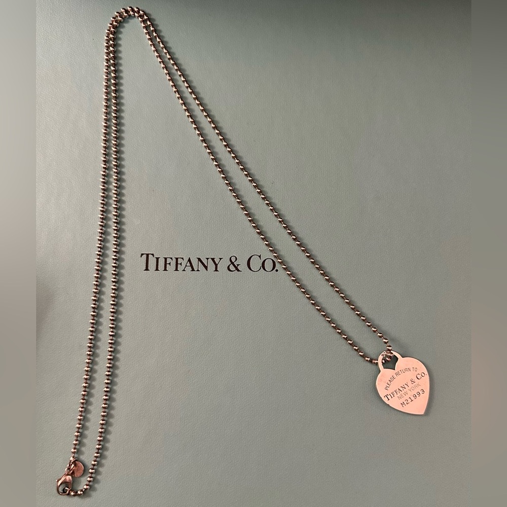Tiffany & Co Heart Return to Tiffany silver long Beaded necklace